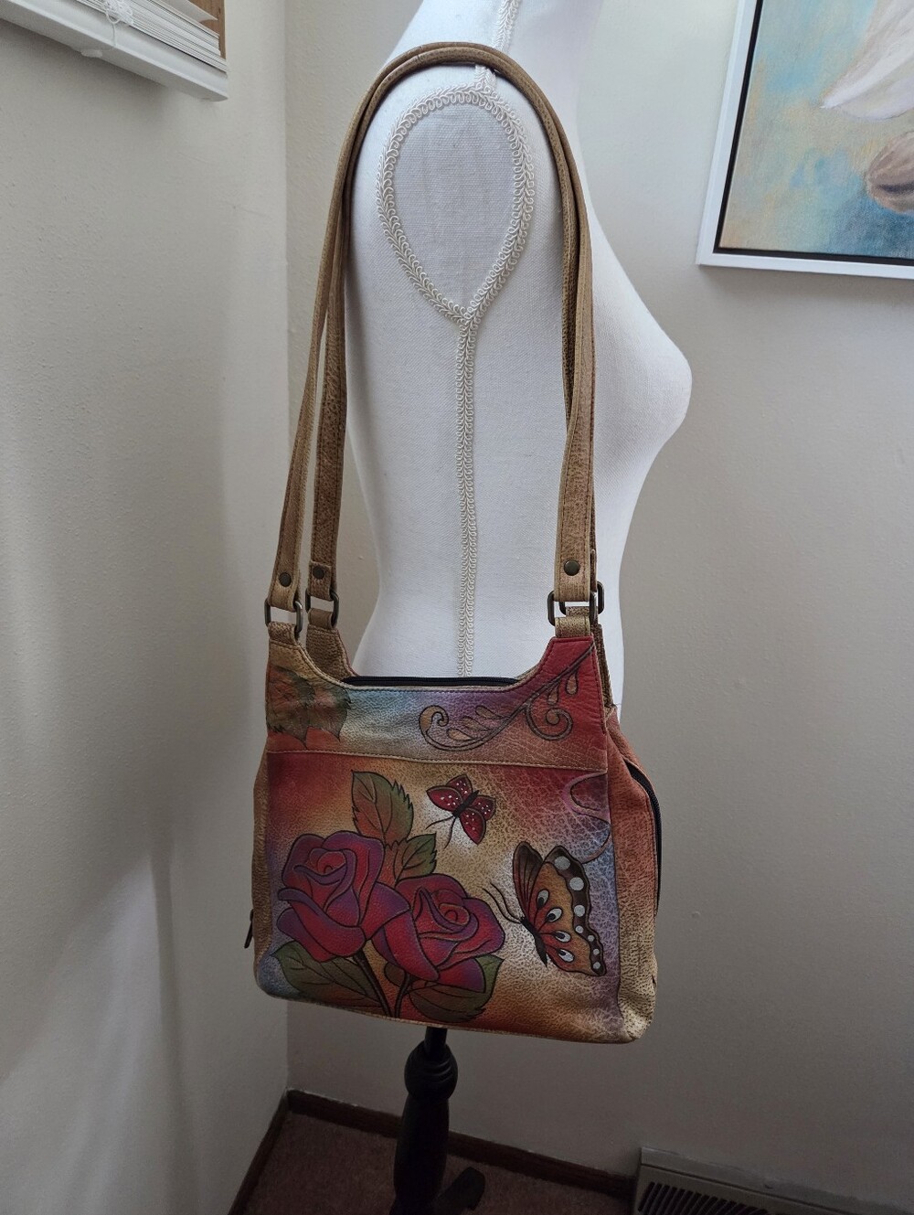 Anuschka Rose Butterfly Print Handbag - Picture 13 of 13